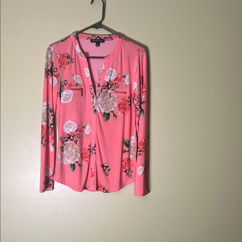 INC International Concepts Pink Floral Blouse
